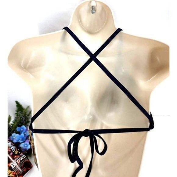 Triangle Bikini Top by Converse - Navy Blue with Stars, Criss Cross Back - MED - Picture 2 of 10